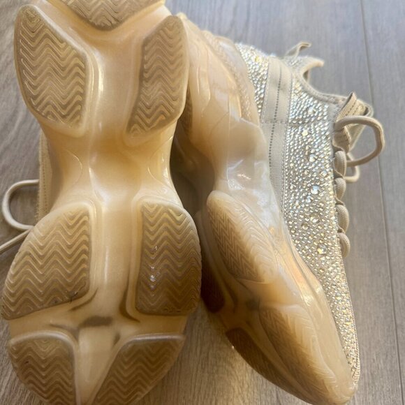 Steve Madden NY90 Rhinestone Knit Sneakers | Beige Bling | Size 7.5 - Picture 5 of 5